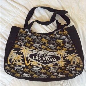 Black Tote Bag with Gold/Silver Las Vegas & Palms